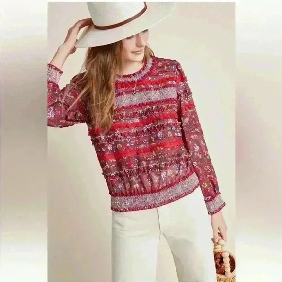 Ranna Gill Tops - Ranna Gill Anthropologie Red Blouse